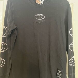 Adidas Black Long Sleeve Tee with White Accents